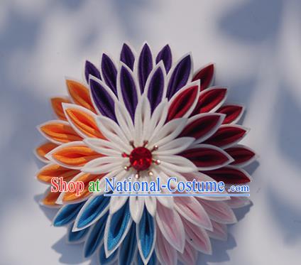 Japanese Geisha Kimono Colorful Chrysanthemum Hair Claw Hairpins Traditional Yamato Hair Accessories for Women