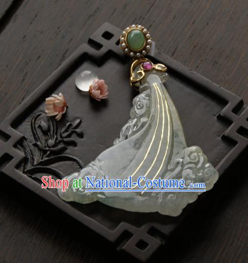 Chinese Ancient Court Jade Cloud Necklace Pendant Traditional Princess Hanfu Necklet Accessories for Women