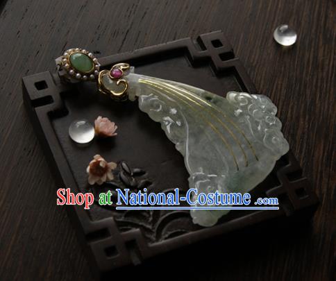 Chinese Ancient Court Jade Cloud Necklace Pendant Traditional Princess Hanfu Necklet Accessories for Women