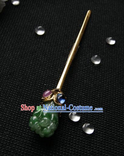 Chinese Ancient Ming Dynasty Jade Hairpins Hair Clip Traditional Hanfu Hair Accessories for Women