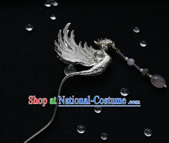 Chinese Ancient Ming Dynasty Phoenix Tassel Hairpins Hair Clip Traditional Hanfu Hair Accessories for Women