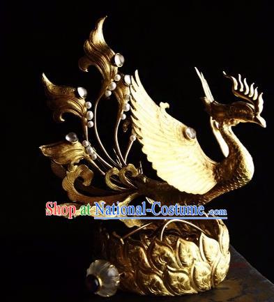 Chinese Ancient Tang Dynasty Court Queen Phoenix Coronet Traditional Hanfu Hair Accessories for Women