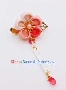 Japanese Geisha Courtesan Kimono Pink Plum Hair Claw Hairpins Traditional Yamato Hair Accessories for Women