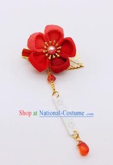 Japanese Geisha Courtesan Kimono Red Plum Hair Claw Hairpins Traditional Yamato Hair Accessories for Women