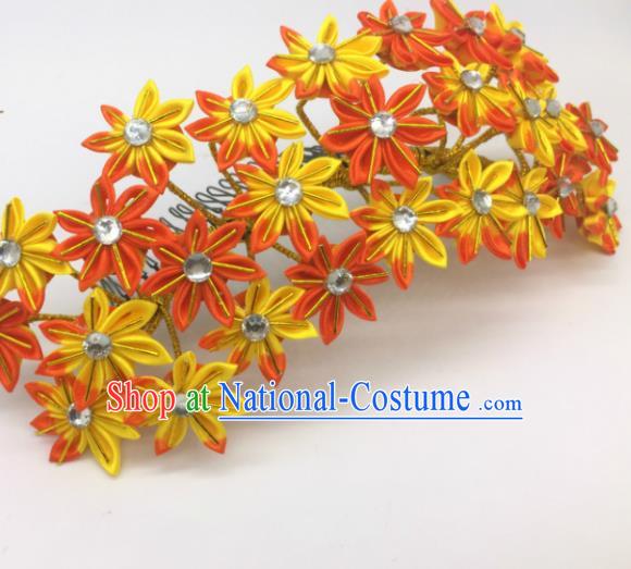 Japanese Geisha Courtesan Kimono Maple Leaf Hair Comb Hairpins Traditional Yamato Hair Accessories for Women