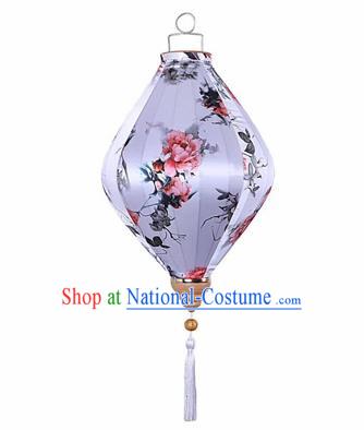 Chinese Traditional Silk Brilliant Hanging Lantern New Year Handmade Painting Peony Palace Lanterns