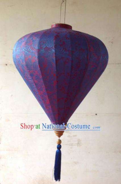 Chinese Traditional Purple Hanging Lantern New Year Handmade Painting Peony Palace Lanterns