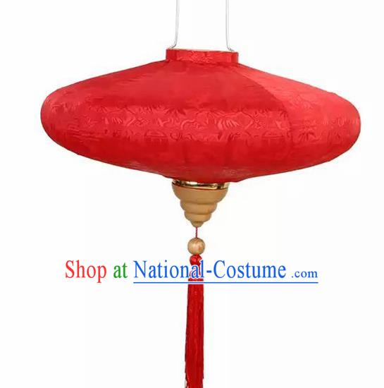 Chinese Traditional Red Saucer Shaped Hanging Lantern Wedding Handmade Palace Lanterns