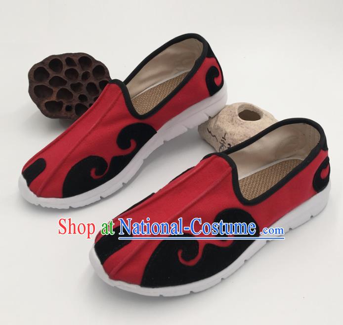 Chinese Handmade Traditional Martial Arts Kung Fu Red Shoes Tai Chi Taoist Priest Shoes for Men