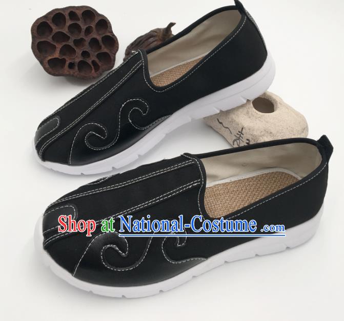 Chinese Handmade Traditional Martial Arts Kung Fu Black Shoes Tai Chi Taoist Priest Shoes for Men