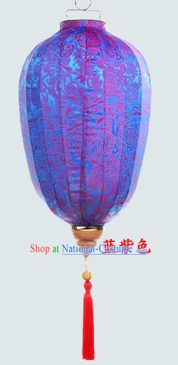 Chinese Traditional New Year Blue Hanging Lantern Wedding Handmade Palace Lanterns