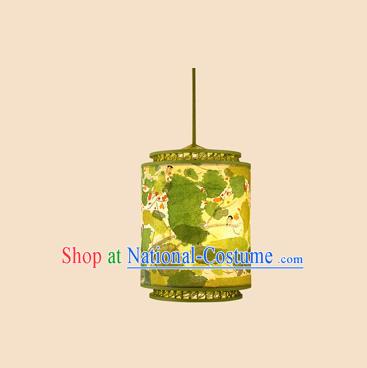 Chinese Traditional Spring Festival Painting Lotus Hanging Lantern Handmade Palace Lanterns