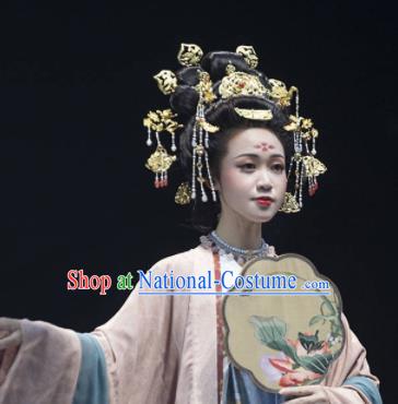 Chinese Ancient Tang Dynasty Queen Hairpins Hair Crown Traditional Hanfu Hair Accessories Complete Set for Women