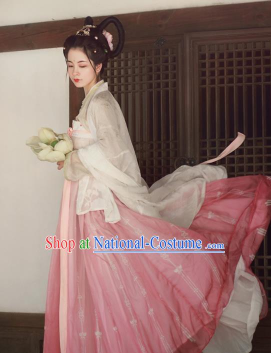 Chinese Traditional Tang Dynasty Imperial Consort Replica Costumes Ancient Palace Princess Hanfu Dress for Women