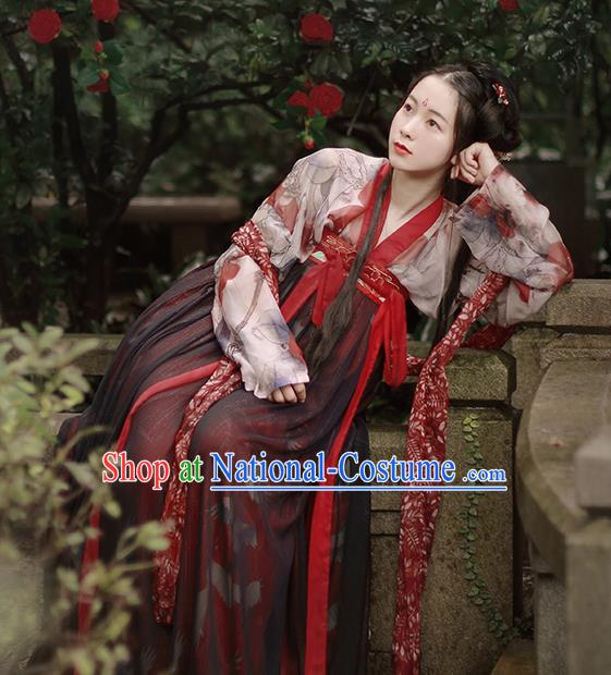 Chinese Traditional Tang Dynasty Palace Lady Replica Costumes Ancient Court Maid Hanfu Dress for Women