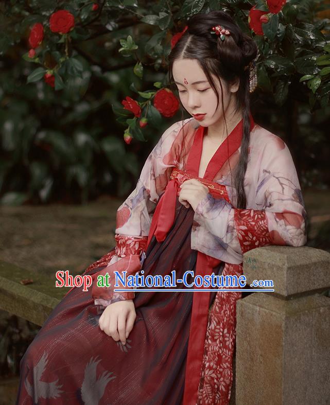 Chinese Traditional Tang Dynasty Palace Lady Replica Costumes Ancient Court Maid Hanfu Dress for Women