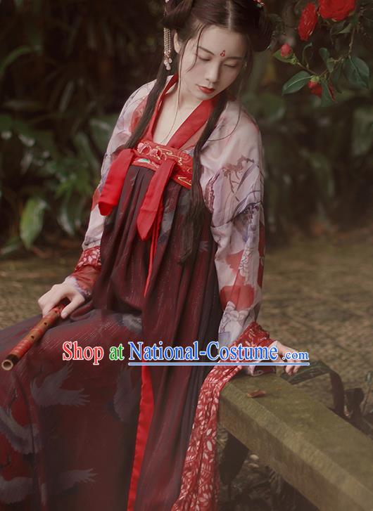 Chinese Traditional Tang Dynasty Palace Lady Replica Costumes Ancient Court Maid Hanfu Dress for Women