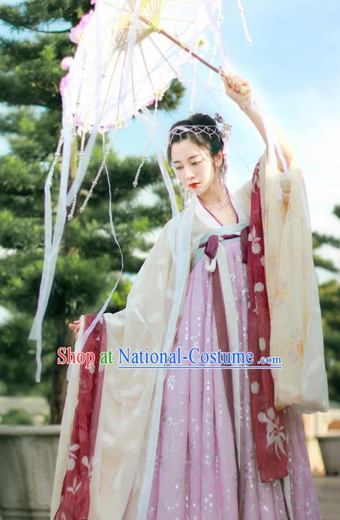 Chinese Traditional Tang Dynasty Countess Replica Costumes Ancient Imperial Consort Hanfu Dress for Women