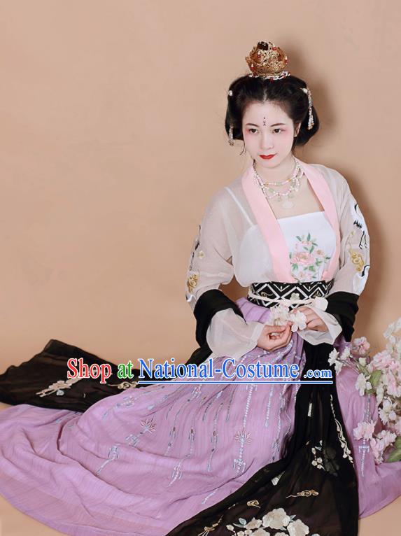 Chinese Traditional Tang Dynasty Court Lady Replica Costumes Ancient Las Meninas Hanfu Dress for Women