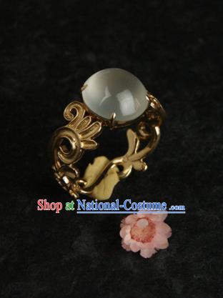 Chinese Ancient Court Opal Ring Traditional Princess Hanfu Jewelry Accessories for Women