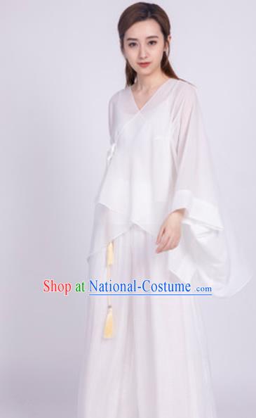 Chinese Traditional Martial Arts White Costumes Tai Chi Competition Clothing for Women