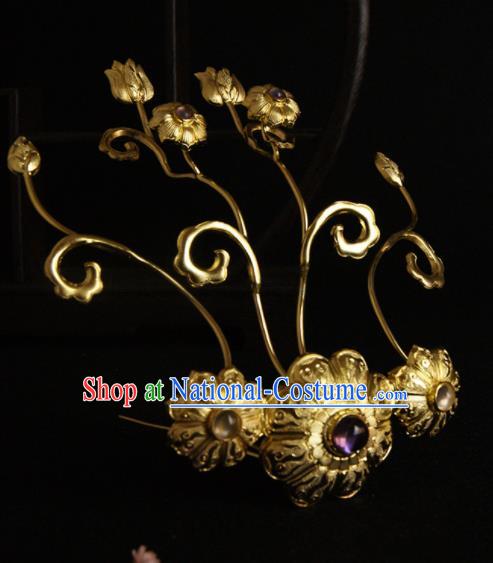 Chinese Ancient Tang Dynasty Golden Hair Claw Hairpins Traditional Hanfu Hair Accessories for Women