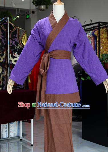 Chinese Ancient Drama Maidservants Purple Costumes Traditional Song Dynasty Water Margin Pan Jinlian Dress for Women