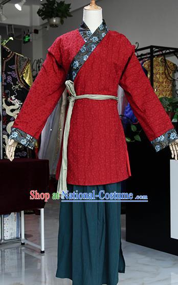 Chinese Ancient Drama Maidservants Red Costumes Traditional Song Dynasty Water Margin Pan Jinlian Dress for Women