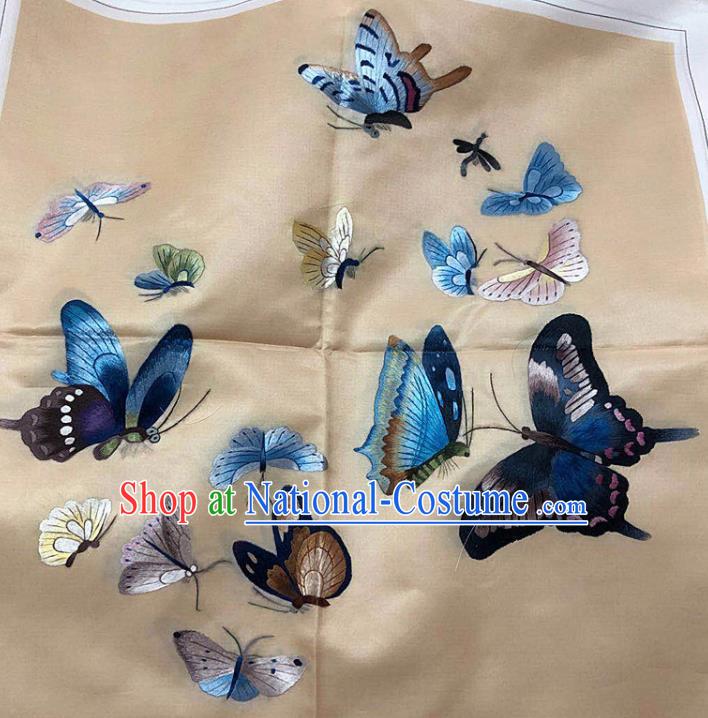 Chinese Handmade Embroidered Butterfly Silk Fabric Patch Traditional Embroidery Craft