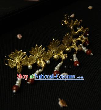 Chinese Ancient Ming Dynasty Queen Tassel Hairpins Phoenix Hair Crown Traditional Hanfu Hair Accessories for Women