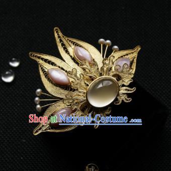 Chinese Ancient Ming Dynasty Queen Hairpins Golden Hair Claw Traditional Hanfu Hair Accessories for Women