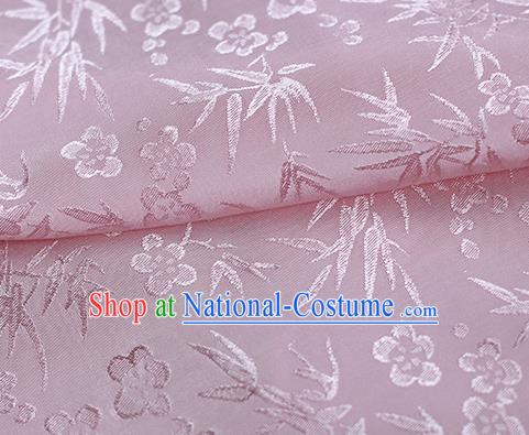 Traditional Chinese Royal Bamboo Plum Pattern Design Pink Brocade Silk Fabric Asian Satin Material