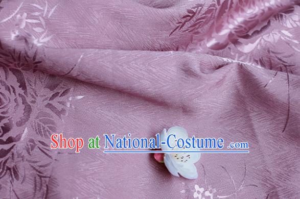 Traditional Chinese Royal Peony Pattern Design Violet Brocade Silk Fabric Asian Satin Material