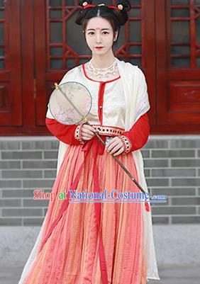 Chinese Traditional Tang Dynasty Palace Lady Replica Costumes Ancient Court Maid Hanfu Dress for Women