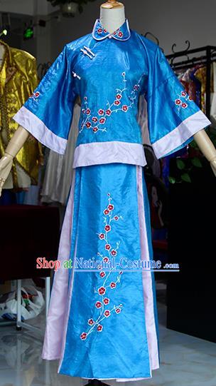 Chinese Ancient Drama Court Lady Blue Costumes Traditional Qing Dynasty Young Mistress Dress for Women