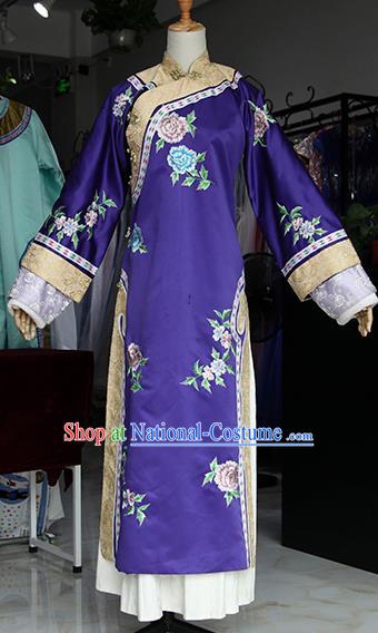 Chinese Ancient Drama Empress Purple Costumes Traditional Qing Dynasty Palace Queen Dress for Women