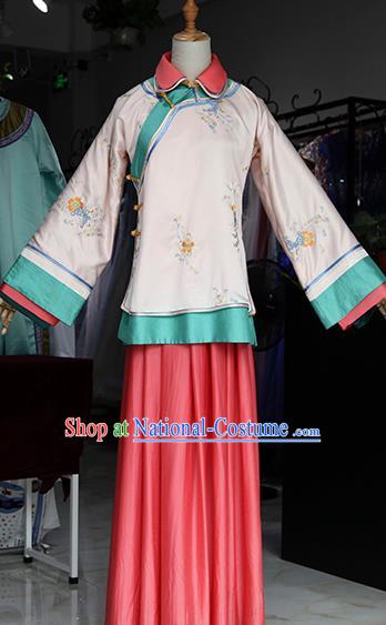 Chinese Ancient Drama Young Mistress Pink Costumes Traditional Ming Dynasty Young Lady Dress for Women