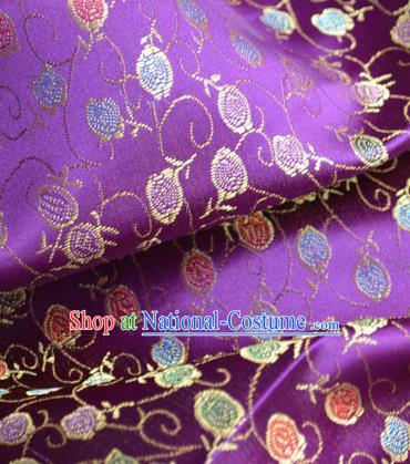 Traditional Chinese Royal Flowers Vine Pattern Design Purple Brocade Silk Fabric Asian Satin Material