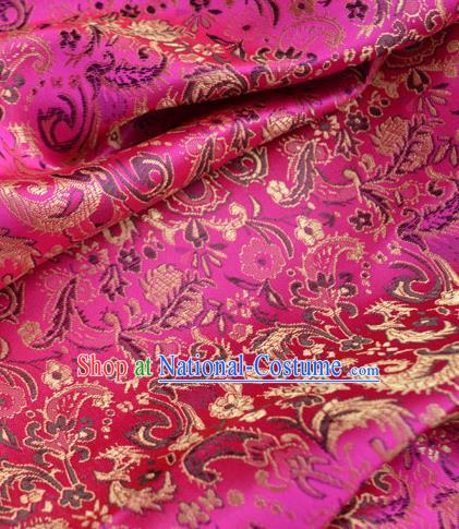 Traditional Chinese Royal Pattern Design Rosy Brocade Silk Fabric Asian Satin Material