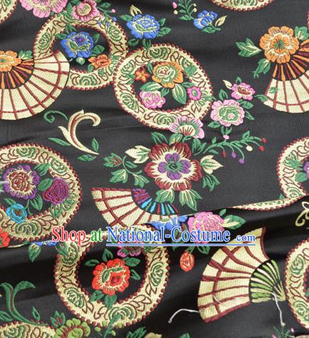 Traditional Chinese Royal Pattern Design Black Brocade Silk Fabric Asian Satin Material