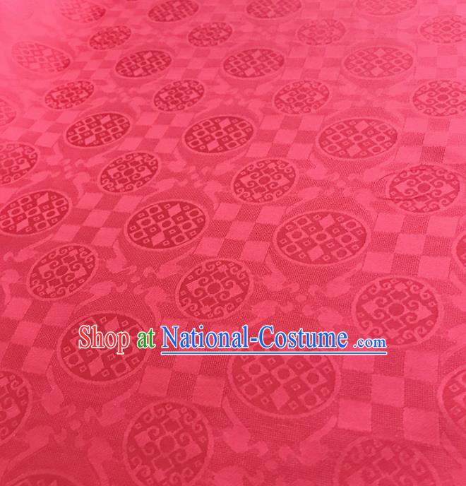 Traditional Chinese Royal Round Pattern Design Rosy Brocade Silk Fabric Asian Satin Material