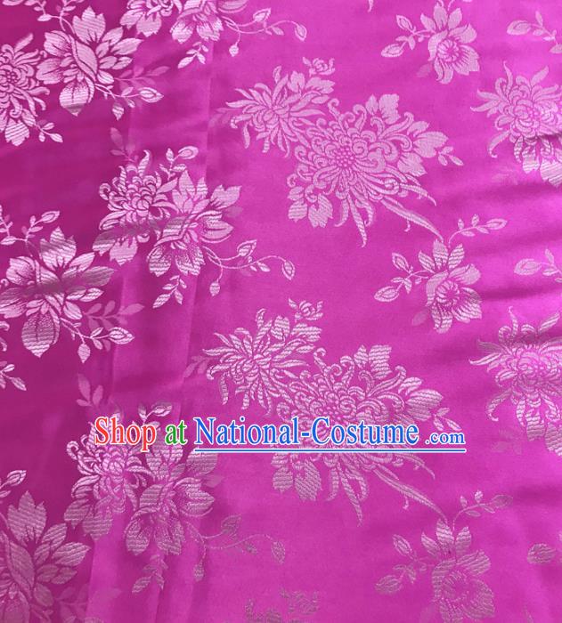 Traditional Chinese Royal Chrysanthemum Pattern Design Rosy Brocade Silk Fabric Asian Satin Material