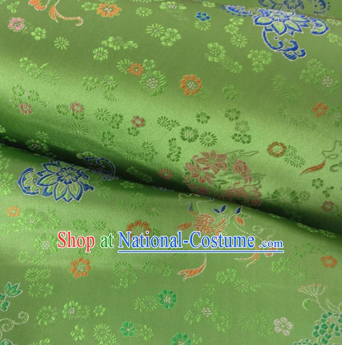 Traditional Chinese Royal Lotus Pattern Design Green Brocade Silk Fabric Asian Satin Material