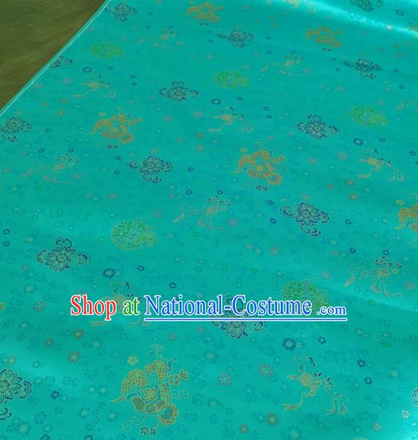 Traditional Chinese Royal Lucky Lotus Pattern Design Green Brocade Silk Fabric Asian Satin Material