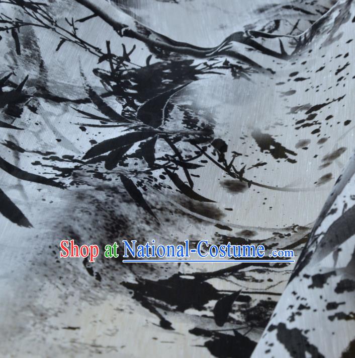 Chinese Traditional Ink Painting Pattern Design Silk Fabric Brocade Asian Satin Material