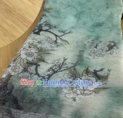 Chinese Traditional Begonia Pattern Design Green Silk Fabric Brocade Asian Satin Material