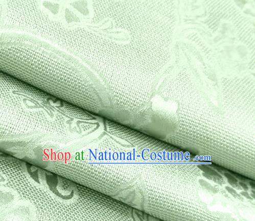 Chinese Traditional Peony Pattern Design Light Green Satin Brocade Fabric Asian Silk Material