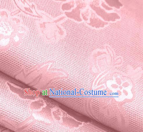 Chinese Traditional Peony Pattern Design Pink Satin Brocade Fabric Asian Silk Material