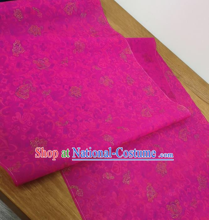 Traditional Chinese Royal Pattern Design Rosy Silk Fabric Brocade Asian Satin Material