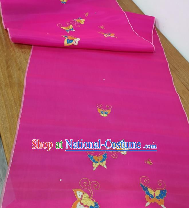 Traditional Chinese Royal Butterfly Pattern Design Rosy Silk Fabric Brocade Asian Satin Material